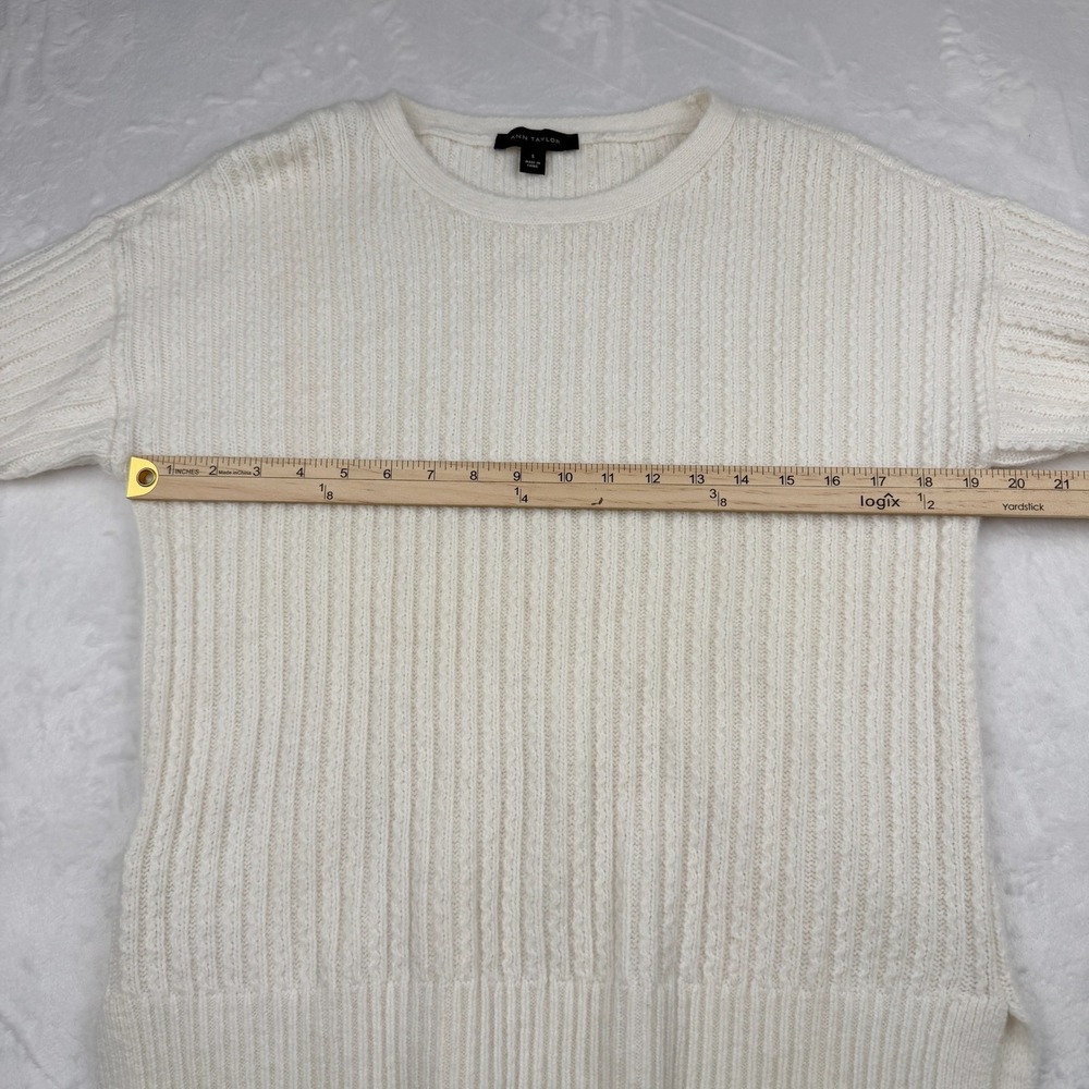 NWOT Ann Taylor Ribbed Alpaca Wool Blend Sweater S Cream Soft Cozy - Picture 5 of 7